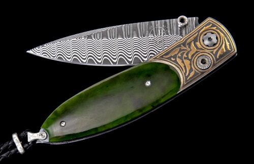 Emerald Green Damascus Steel Pocket Knife – Dynasty Blades