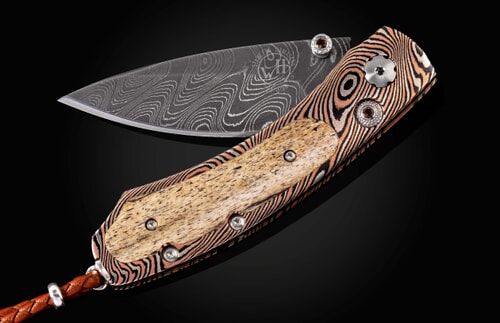 Woolly Mammoth Bone and Damascus Steel Pocket Knife