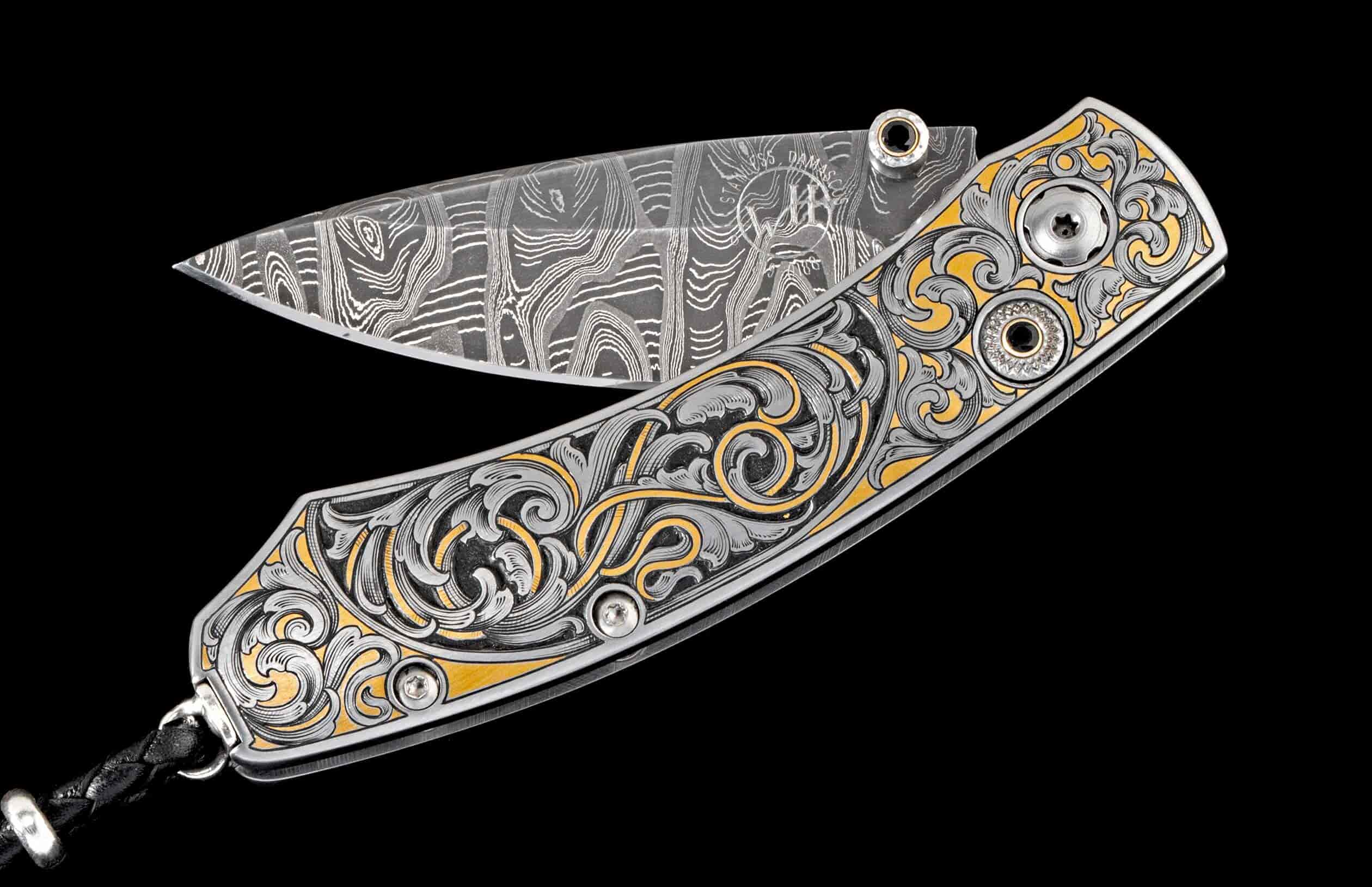 Honeysuckle Scrollwork EDC Pocket Knife Fancy Blade Wood Han