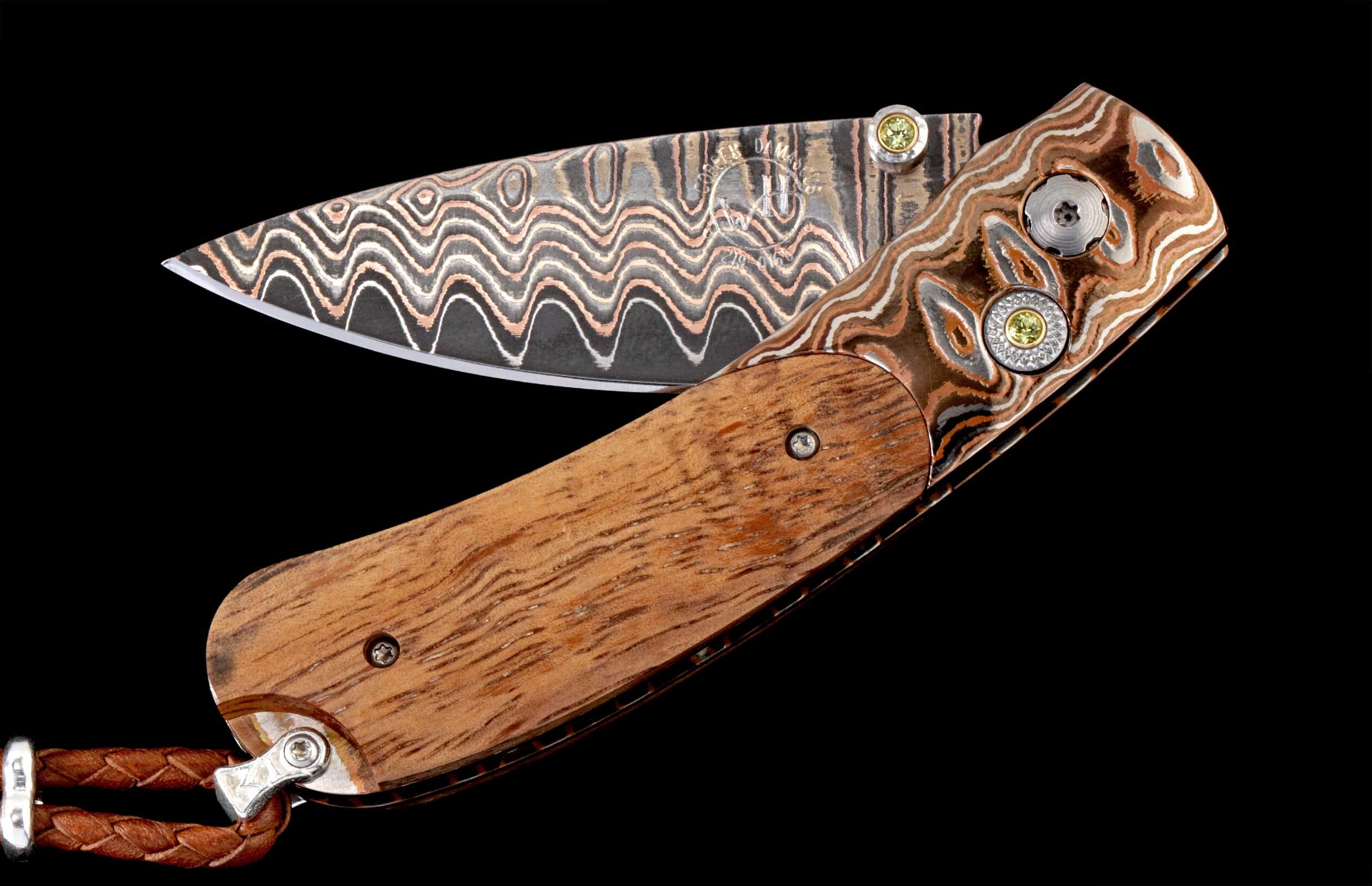 KESTREL 'PONO' - Wave Mokume & Curly Koa Wood Pocket Knife