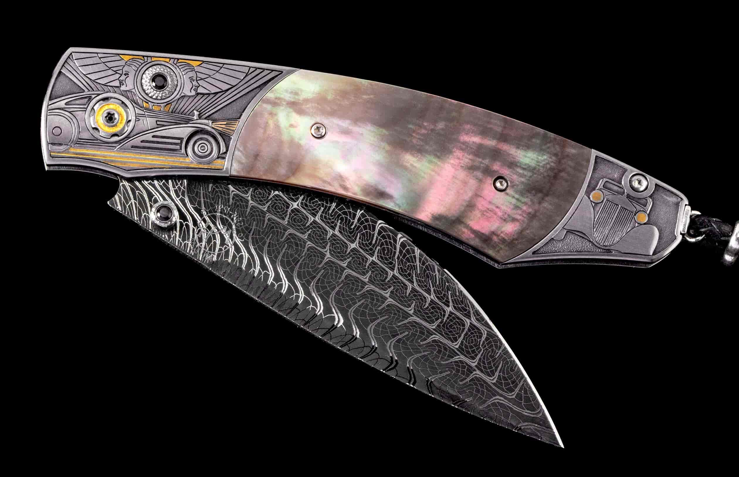 Damascus Steel Pocket Knife, Dark Phantom Knife