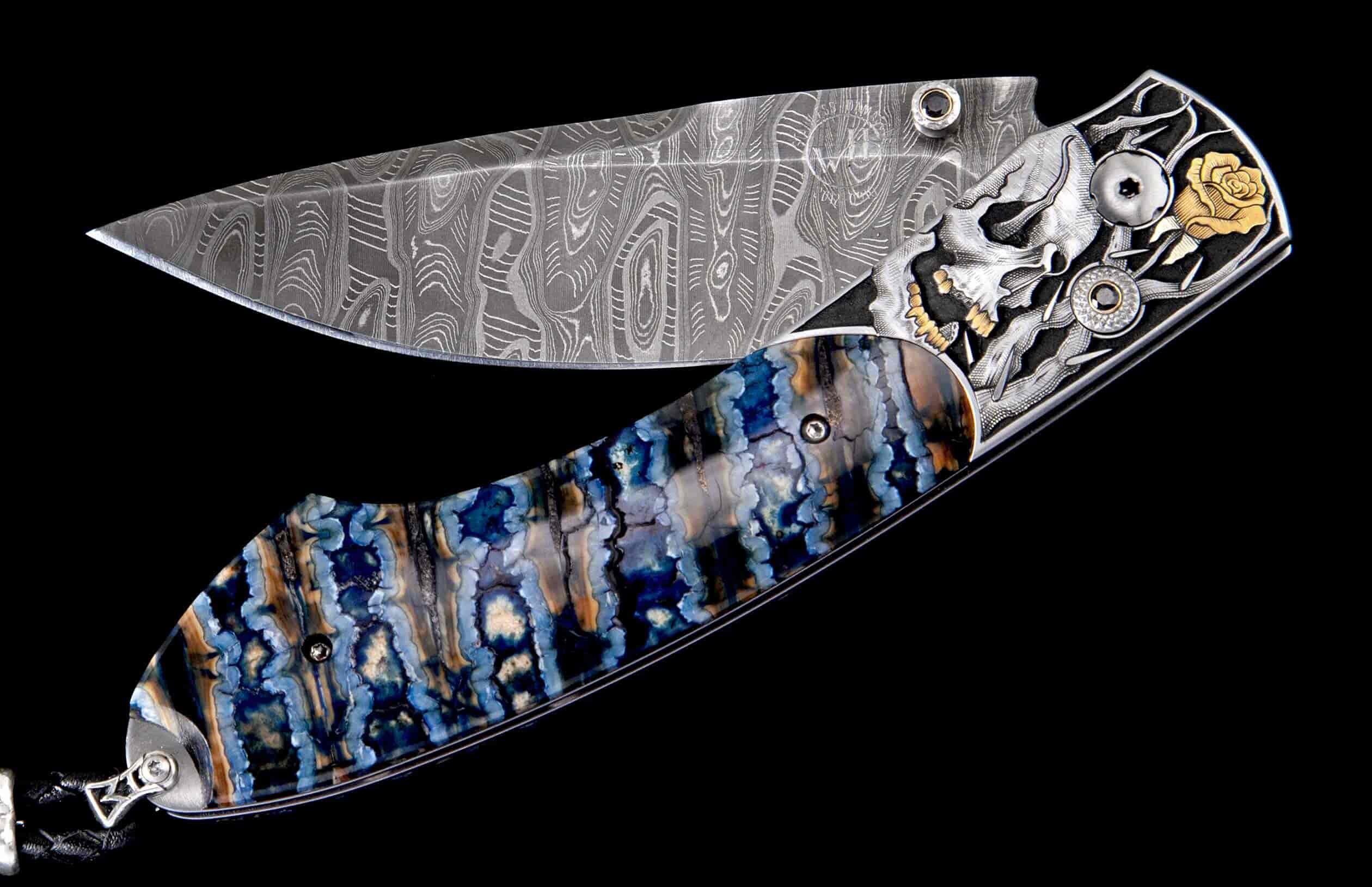 Engraved Skull Knife, Folder Knife, Belt Clip Knife 