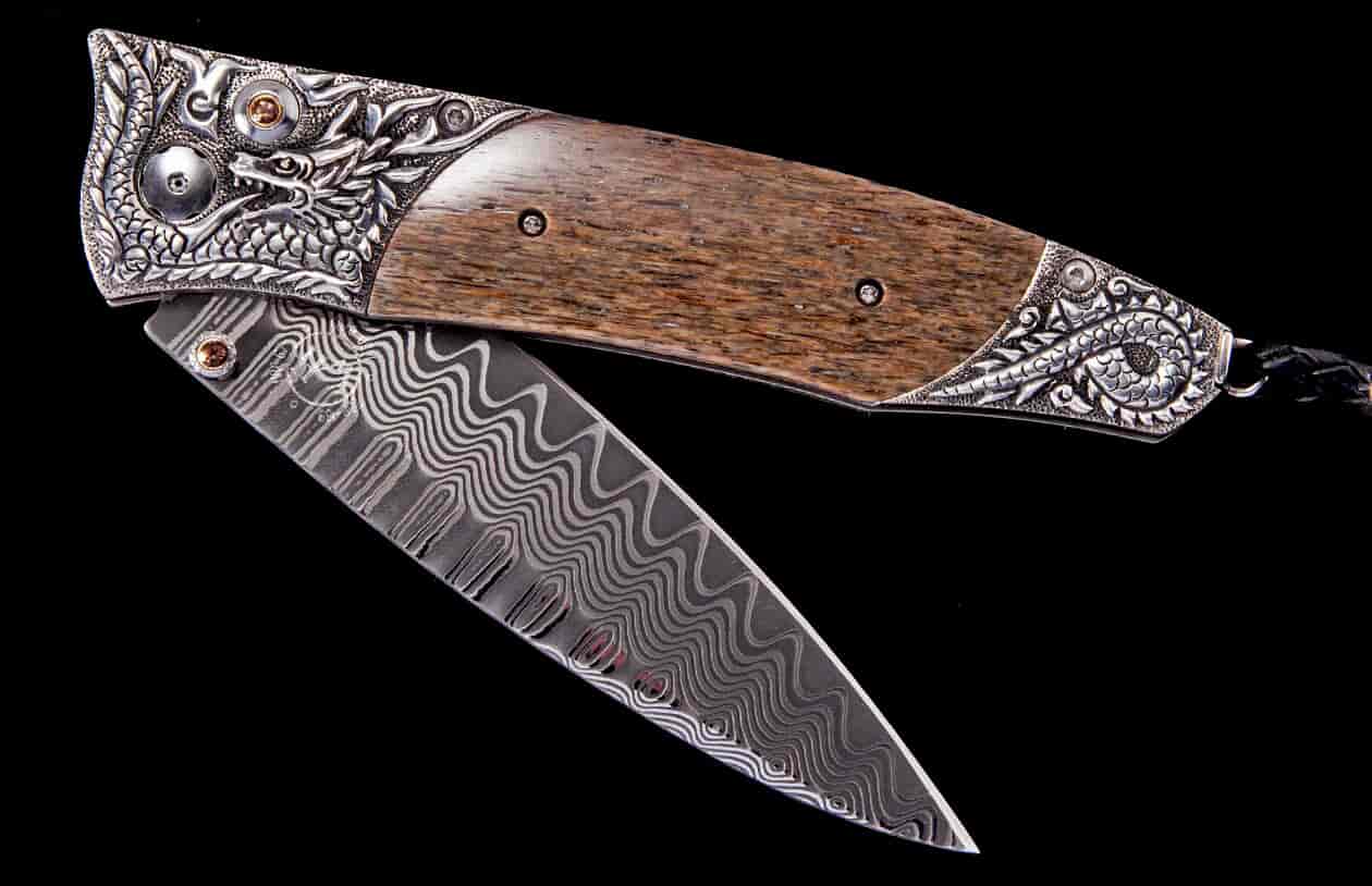 Woolly Mammoth Bone and Damascus Steel Pocket Knife