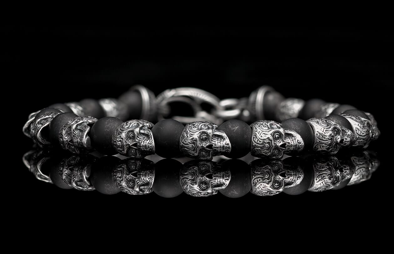 Shaman Men's Black Onyx Skull Bracelet (BB4) | William Henry Shaman Men's Black Onyx Skull Bracelet (BB4) | William Henry