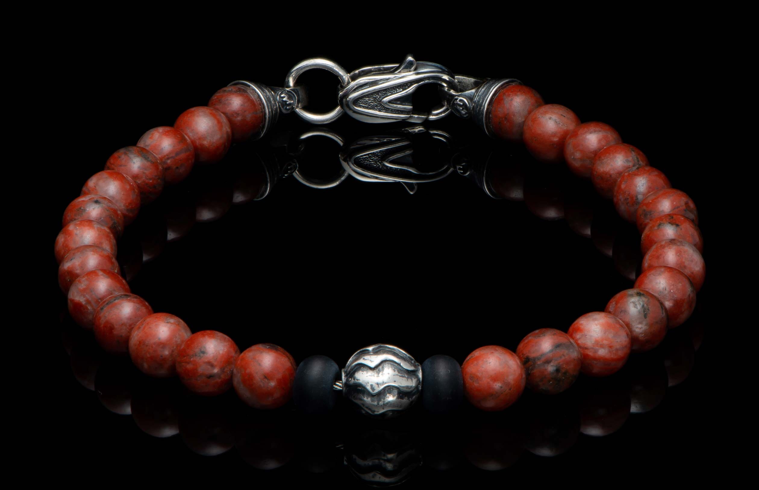 Mens red beaded top bracelets