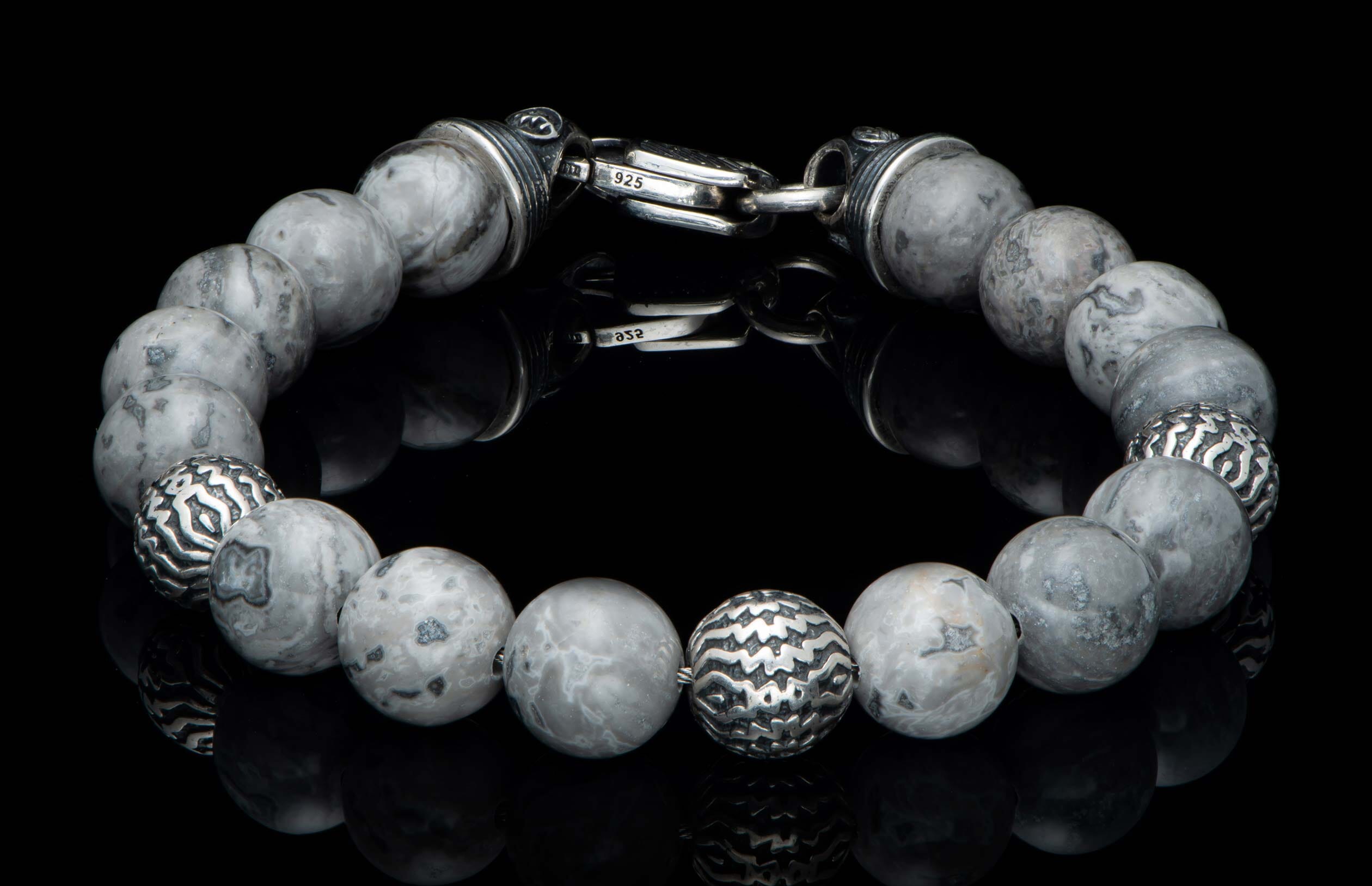Seaside Silver Agate BB50 SLA Men s Bracelet William Henry
