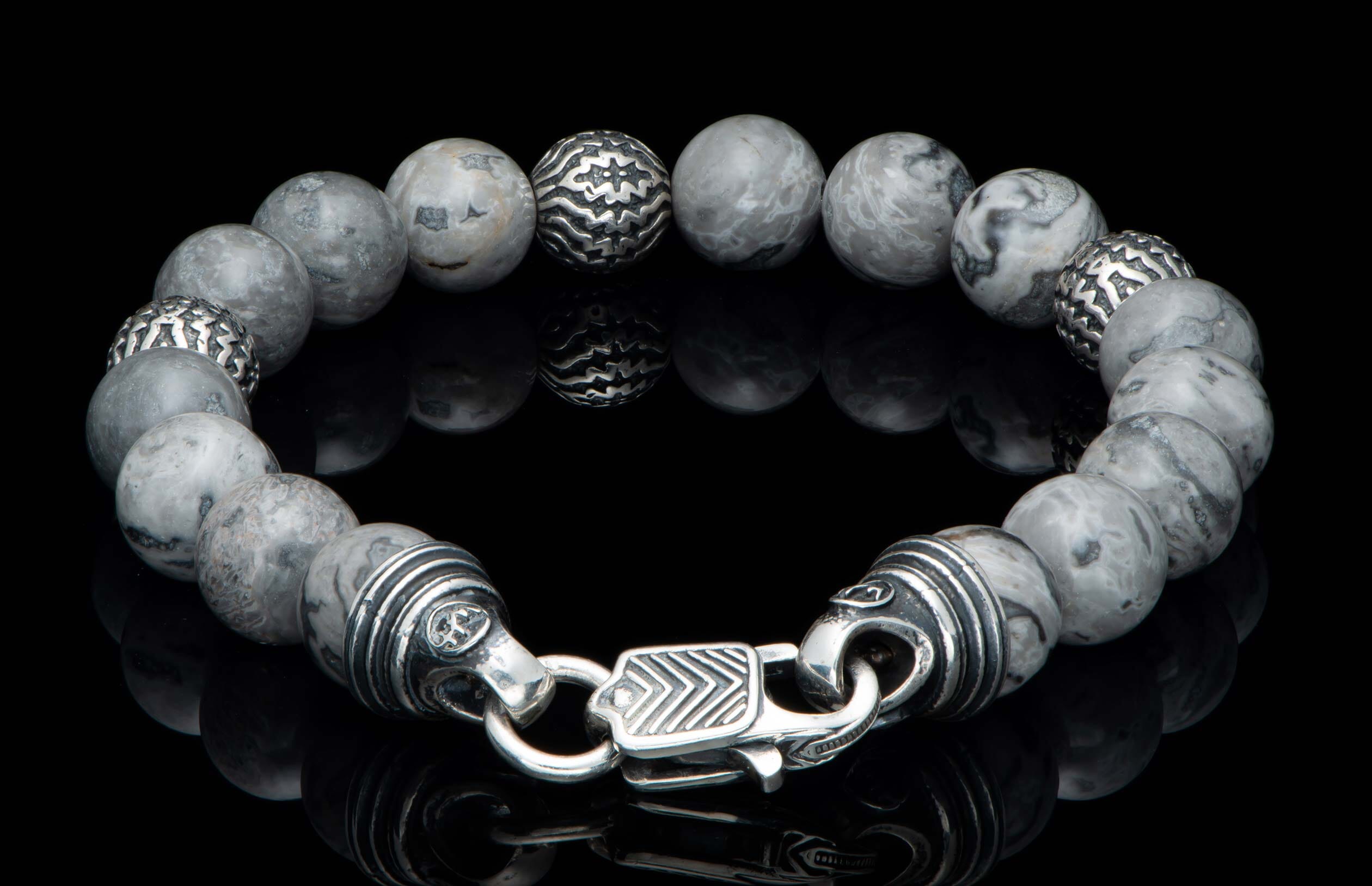 Seaside Silver Agate BB50 SLA Men s Bracelet William Henry