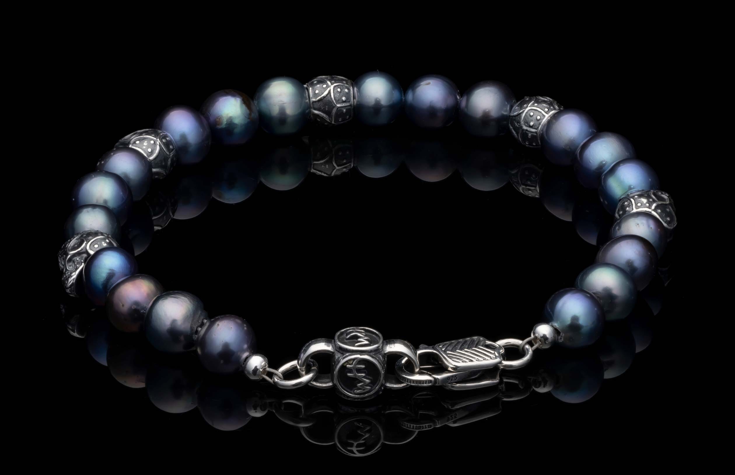 Mens skull deals bead bracelet