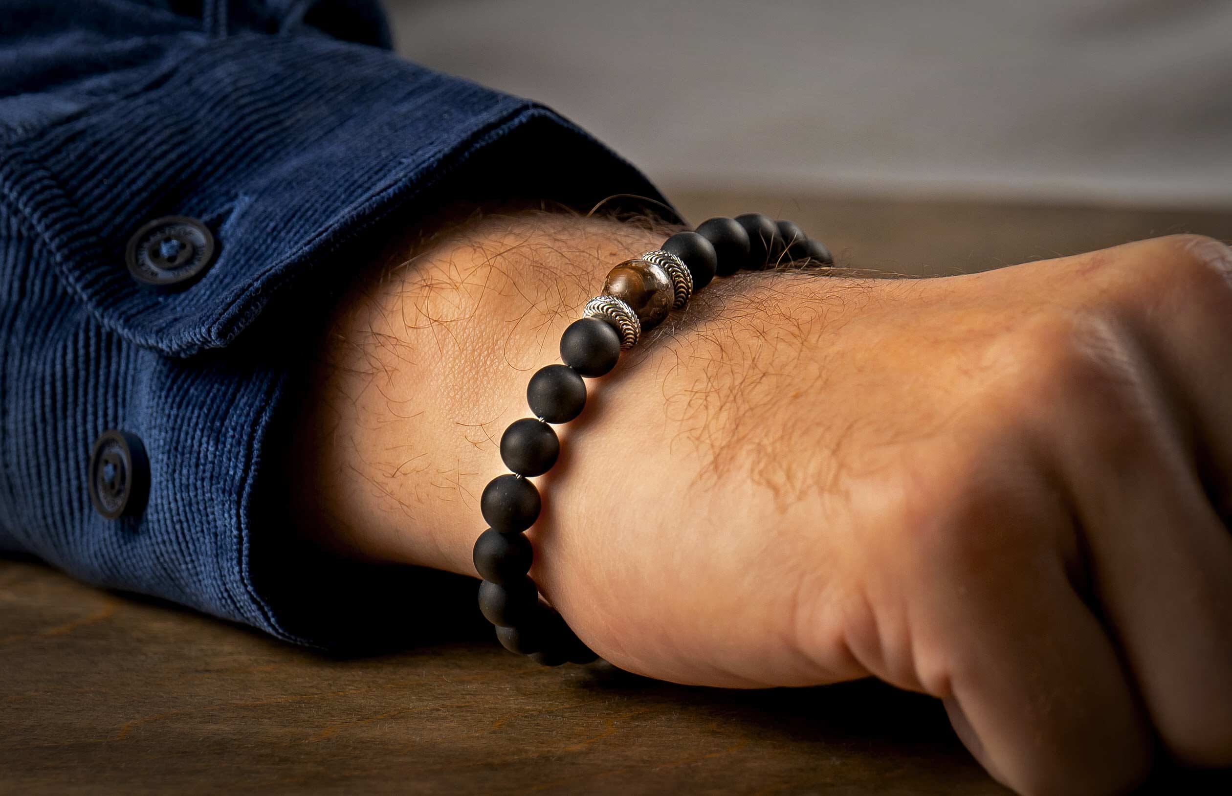 Clan Black Onyx Beaded Men's Bracelet | William Henry Clan Black Onyx Beaded Men's Bracelet | William Henry