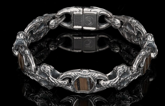 Men's Exotic Leather Reversible Bracelet - Gold Mountain Gallery