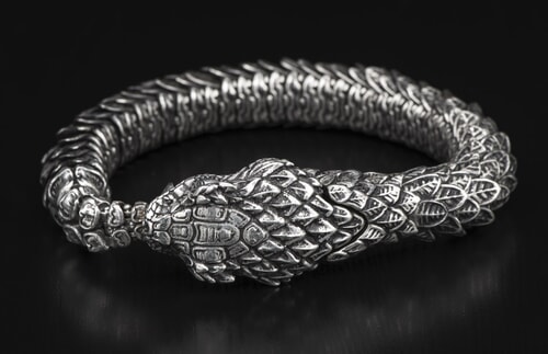 Ouroboros Symbol Sterling Silver Snake Bracelet
