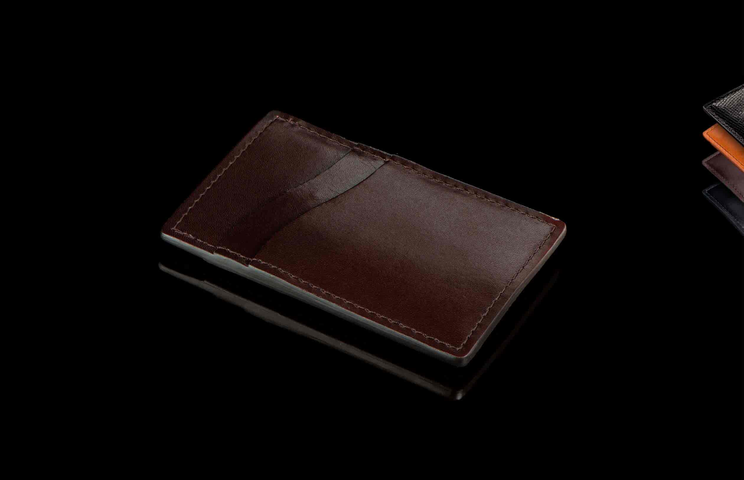 WALLET Leather Metal Money Clip Wallet Black - Wallets Brands