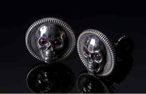 William henry sterling silver skull cuff links