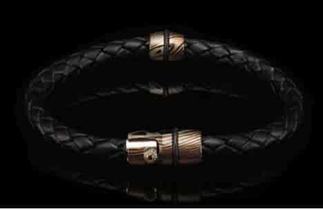 william henry braided leather bracelet with mokume gane