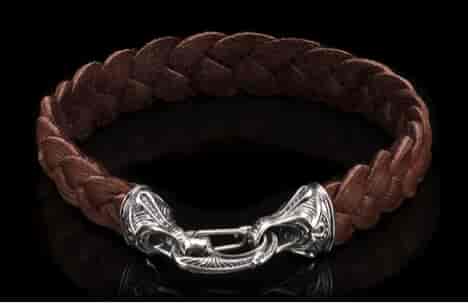 william henry deerskin bracelet with sterling silver